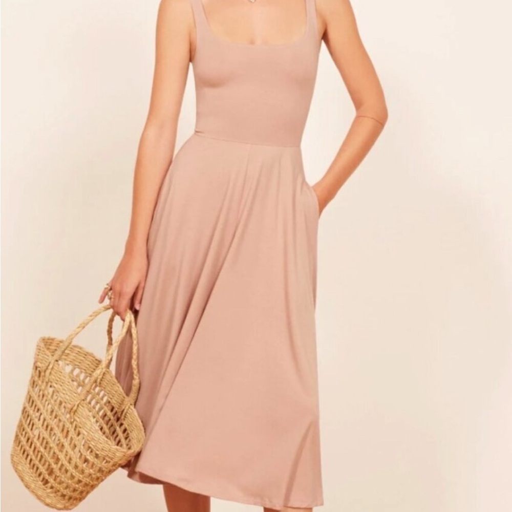 Reformation Rou Knit Dress - Blush Midi Dress